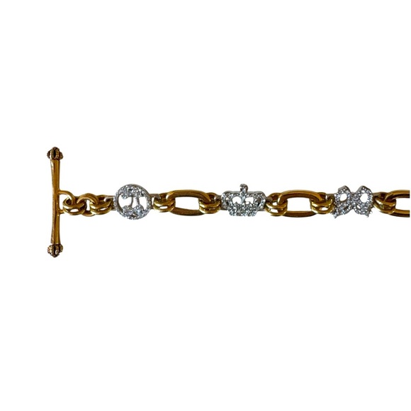 Juicy Couture Pave Cherries, Bow, Crown and J Shield Link Charm Bracelet - Picture 3 of 3